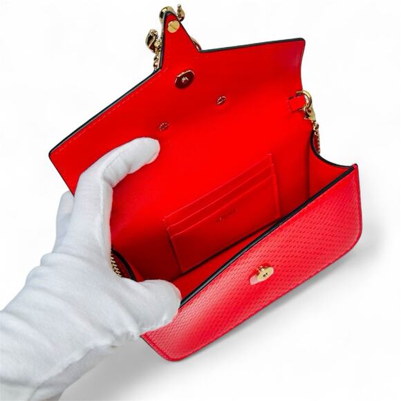 NWT Versace Virtus Gold Engraved Coral Red Leather Mini Evening Crossbody Bag - Picture 6 of 11